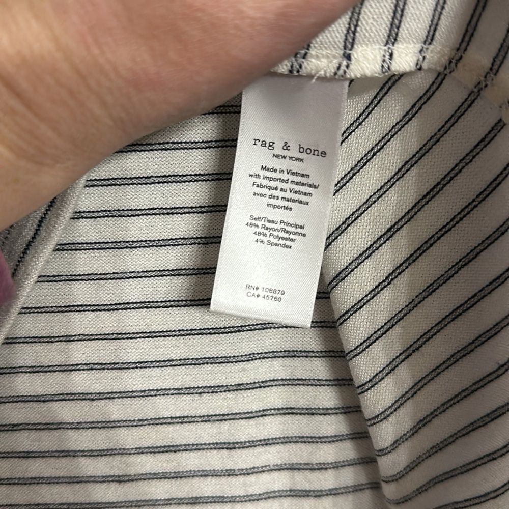 Rag & Bone knit polo shirt (white with black stripes). Size small. EUC - Picture 4 of 6